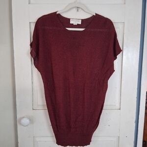 French Rags Burgundy Hand Loomed Open Weave Blouson Style Top